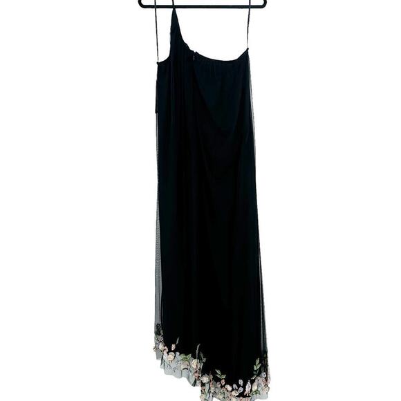 Mac Duggal Asymmetric Floral Chiffon High-Low Sleeveless Black Gown Size 10 NWT - Picture 10 of 13